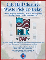 City Hall Closed Monday, Jan. 19, 2026, in Observance of Martin Luther King Day